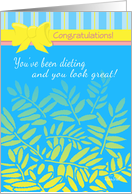 Congratulations on Dieting Weight Loss Blue and Yellow card