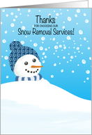 Thank You for Customer Using Snow Removal Service Snowman in Drift card