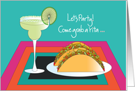 Invitation for Cinco de Mayo Party with Setting of Margarita and Tacos card