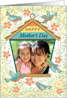 Custom Photo Happy Mother’s Day Bluebirds And Birdhouse card